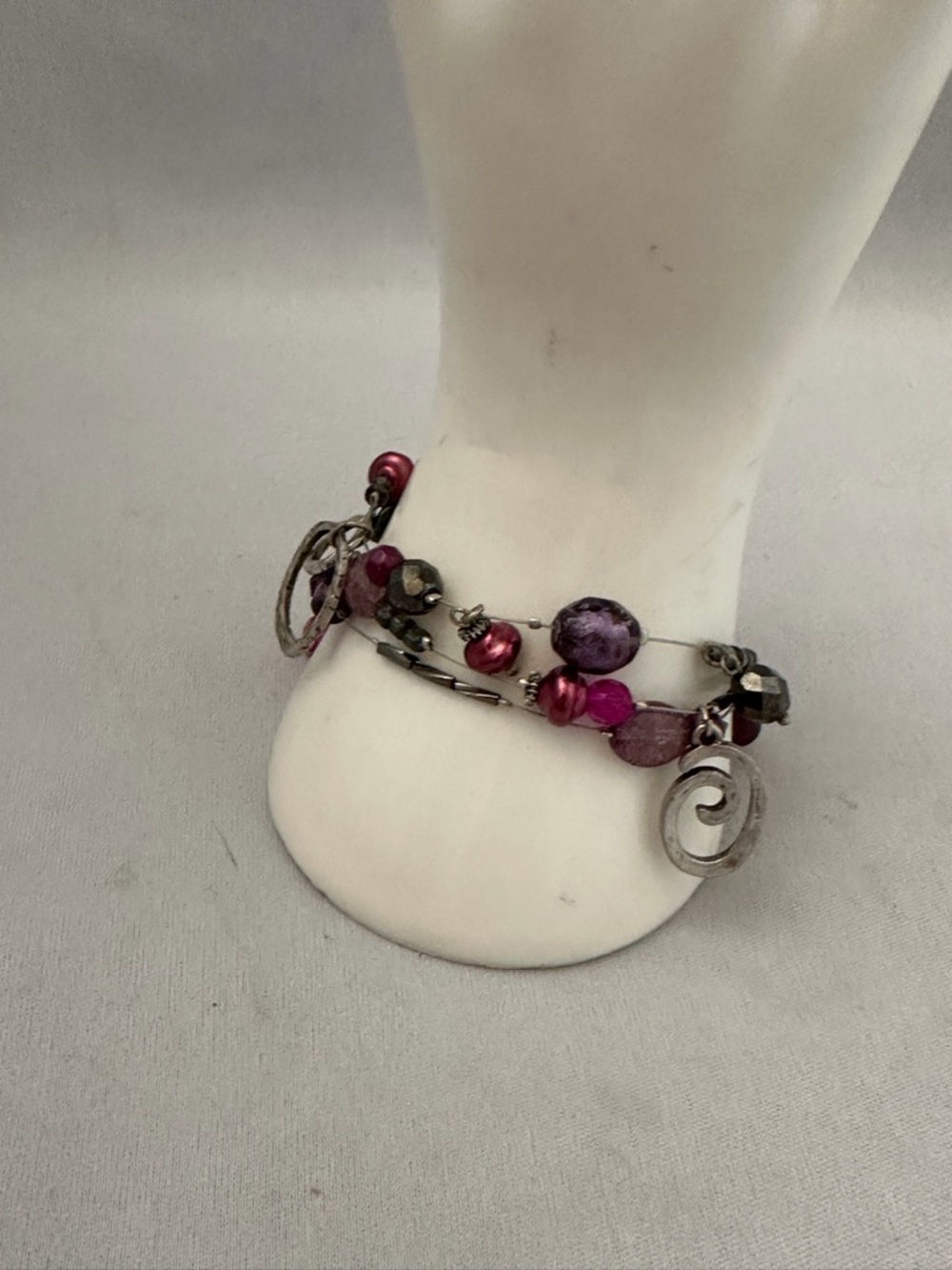 Chico's Pink and Purple Multi-Strand Beaded Bracelet